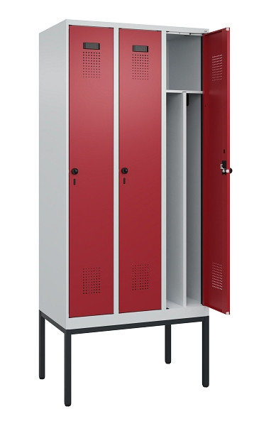 C+P Spind Evolo PLUS, Gestell, 3 Abteile, 2120x900x500mm, 7035/3003, Verschluss Drehriegel, 0490307-30F S10004