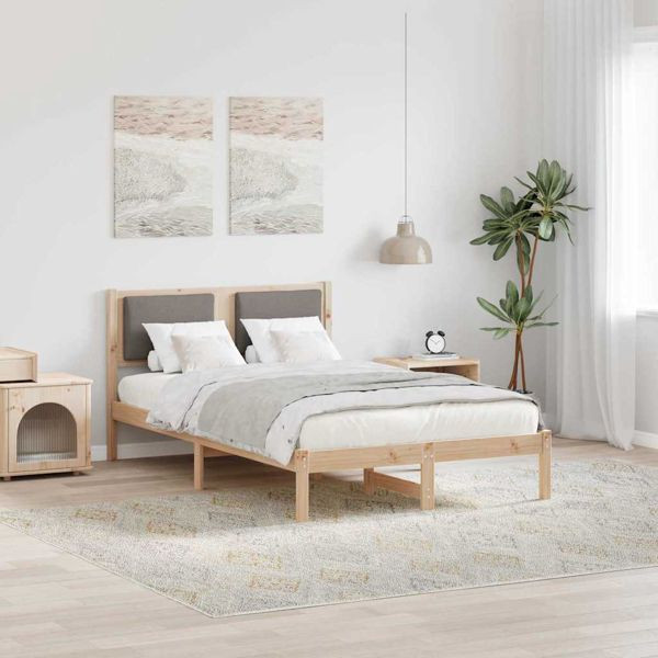 vidaXL Bettrahmen mit Kopfteil Taupe 120 x 190 cm Massives Kiefernholz, 878137