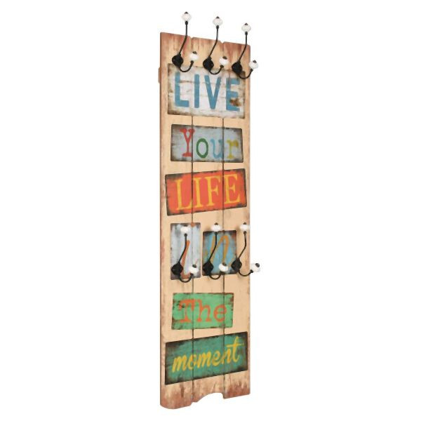 vidaXL Wandgarderobe mit 6 Haken 120 x 40 cm "LIVE LIFE", 245849