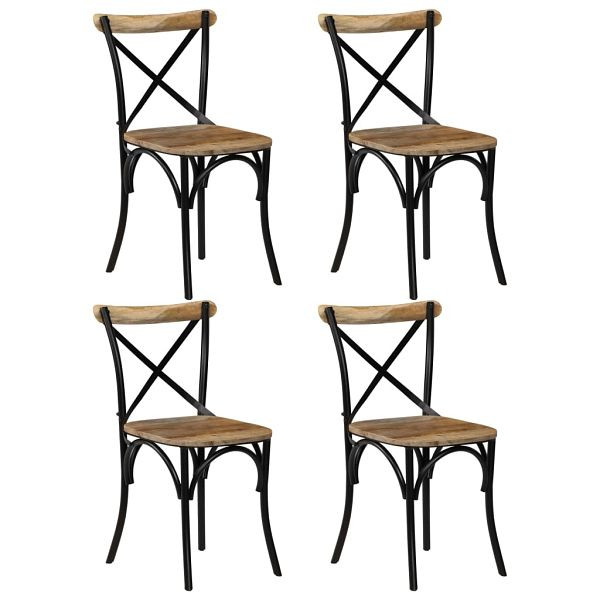 vidaXL Esszimmerstühle 4 Stück Schwarz Mango-Massivholz, 278773