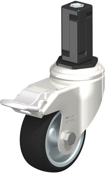 Blickle LKRXA-PATH 80G-11-FI-EXV14 Edelstahl-Apparate-Lenkrolle mit Expander & Feststeller, Thermoplastisches Polyurethan, Grau, 853392