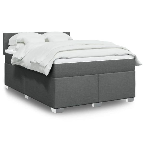 vidaXL Boxspringbett mit Matratze Dunkelgrau 140x200 cm Stoff, 3285905