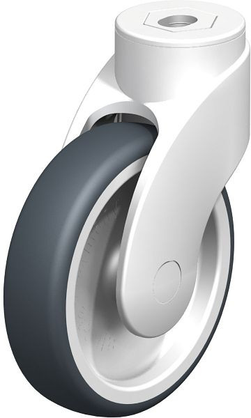 Blickle LWK-TPA 126G-11 Kunststoff-Lenkrolle WAVE mit Rückenloch, Thermoplastisches Gummi-Elastomer, Grau, 739807