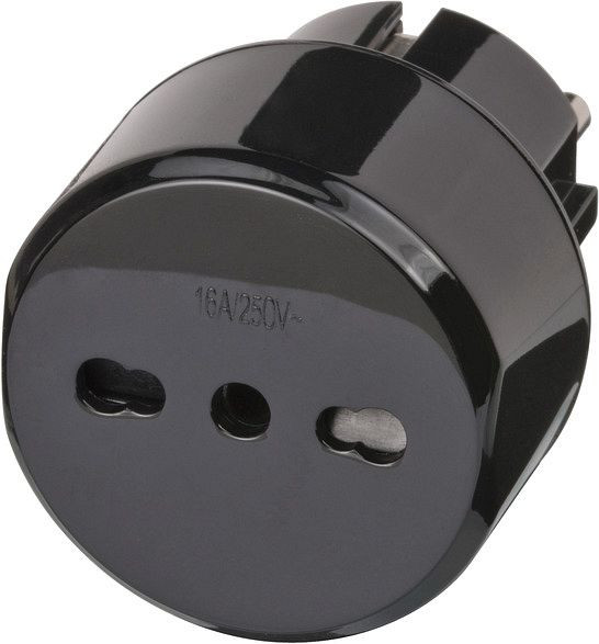 Brennenstuhl Reisestecker / Reiseadapter (Reise-Steckdosenadapter für: Euro Steckdose und Italien Stecker) schwarz, VE: 5 Stück, 1508590