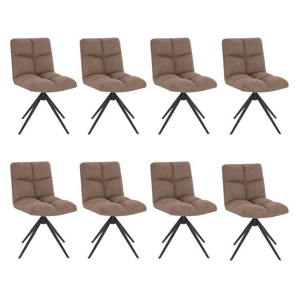 HOME DELUXE Esszimmerstuhl drehbar 8er Set NODA – Webstoff Grau/Braun, 50876