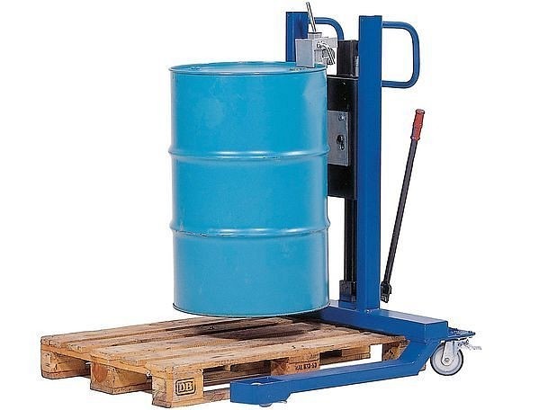 asecos Fasslifter aus Stahl, mit Fußpumpe, mit breitem Fahrwerk, Hubbereich 0–740 mm, 2538