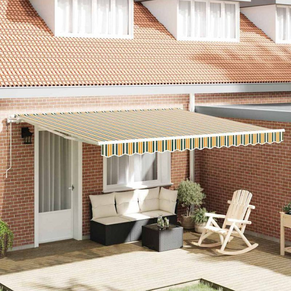 vidaXL Einziehbare Markise 400 × 350 cm Grün und Gelb, 3330833