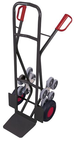 VARIOfit Treppenkarre mit 2 fünfarmigen Radsternen, Außenmaß: 610 x 705 x 1.310 mm, RAL 7016 anthrazitgrau, Radsatz: Luftbereifung, sk-1301/AG