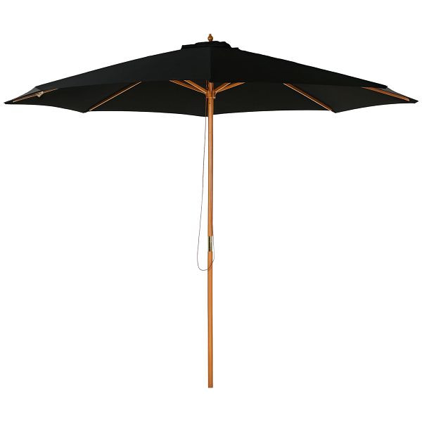 Outsunny Sonnenschirm Holz 300 cm Holzschirm Gartenschirm Balkonschirm Bambus Schwarz, 840-065BK