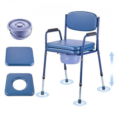 VEVOR Nachttoilettenstuhl 181 kg belastbar, gepolsterte Sitzfläche & Rückenlehne, 5 L Eimer, höhenverstellbar (815-915 mm), WLKBSGRZD181DP3GE001V0