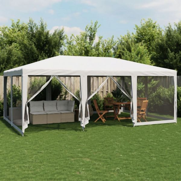 vidaXL Partyzelt mit 10 Mesh-Seitenteilen Weiß 6x4 m HDPE, 4010066