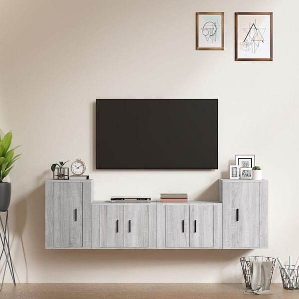 vidaXL 4-teilig TV-Schrank-Set Grau Sonoma Holzwerkstoff, 3188548