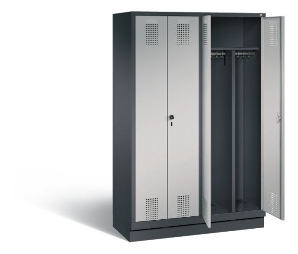 C+P Schwarz-Weiss-Spind Evolo, H1800xB1190xT500mm, Farbe: Schwarzgrau / Weißaluminium, 48022-40 S10110