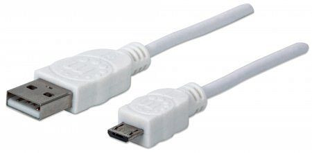 MANHATTAN Hi-Speed USB Micro-B Anschlusskabel, USB 2.0, Typ A Stecker - Micro-B Stecker, 480 Mbps, 1 m, weiß, 323987