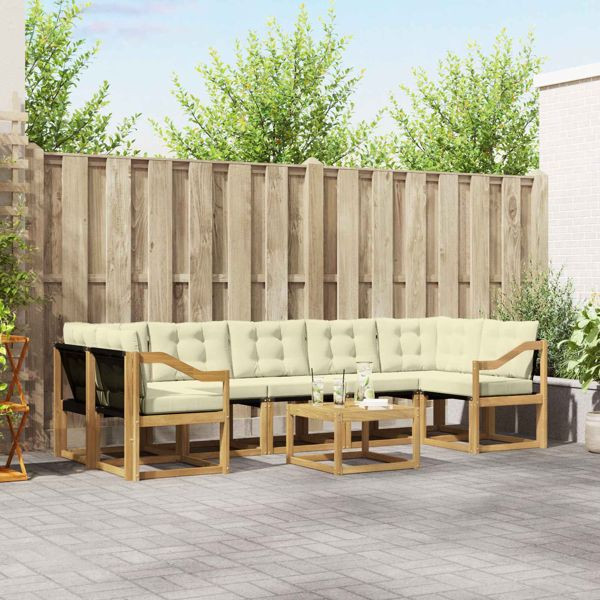 vidaXL Outdoor-Sofagarnitur mit Kissen 8-teilig Weiß und Creme, 3389316