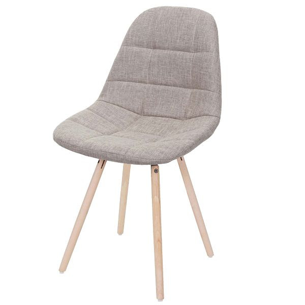 Mendler Esszimmerstuhl HWC-A60 II, Stuhl Küchenstuhl, Retro 50er Jahre Design, Stoff/Textil creme-grau, 74331