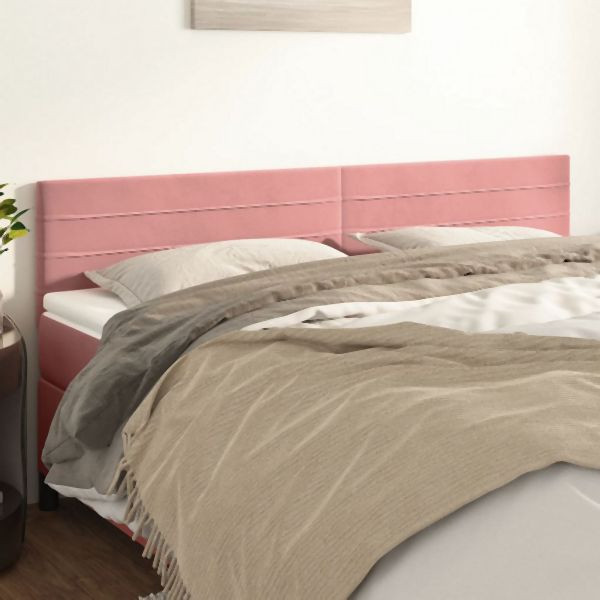 vidaXL Kopfteile 2 Stück Rosa 90x5x78/88 cm Samt, 346185