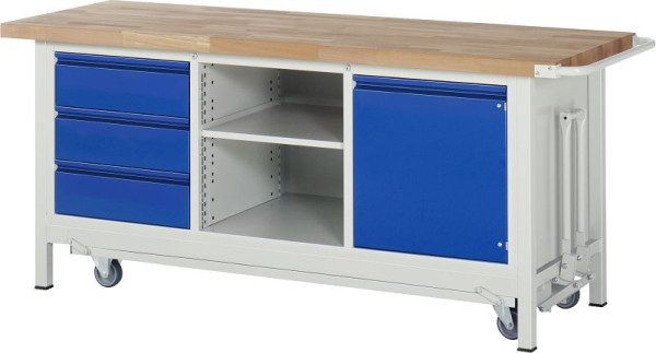 RAU Werkbank mit Fahrgestell 8563I2, B2000xT700xH880mm, 3xSchublade-TA, 1xTür, 05-8563I2-207R4F.11