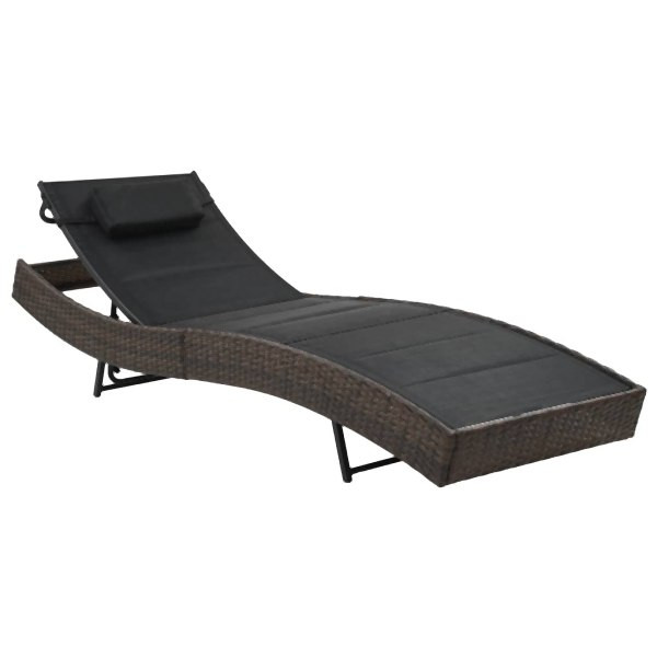 vidaXL Sonnenliege Poly Rattan und Textilene Braun, 44895
