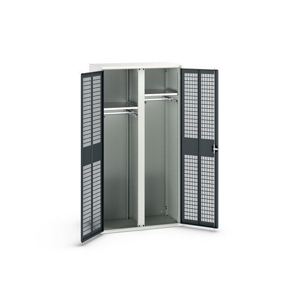 bott verso Garderobenschrank mit Belüftung, mit 2 Fachböden und Trennwand, BxTxH: 1050 x550 x 2000 mm, Lichtgrau / Anthrazitgrau, 16926773.19