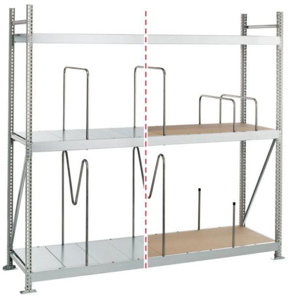 Schulte Anbauregal, Weitspannregal WS 3000 mit Stahlpaneelen, 2500 x 2500 x 500 mm, verzinkt, 4 Ebenen, Fachlast 500 kg, Feldlast 2.000 kg, 22263