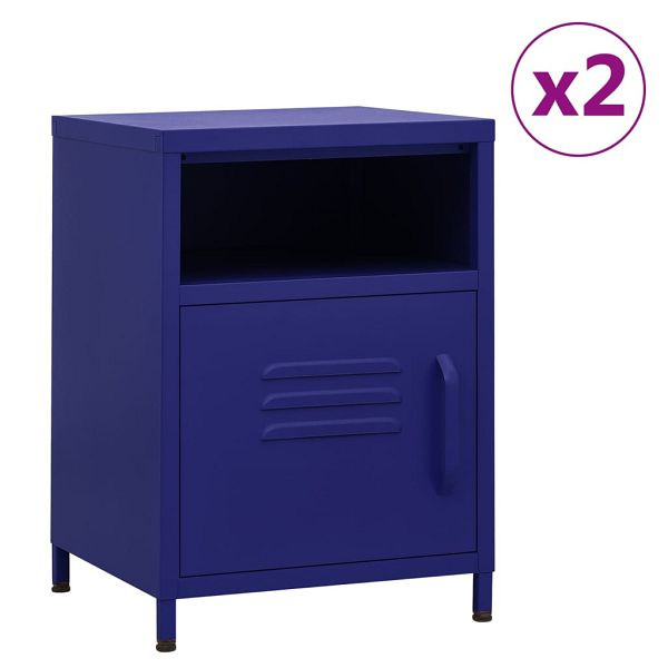 vidaXL Nachttische 2 Stück Marineblau 35x35x51 cm Stahl, 3095215