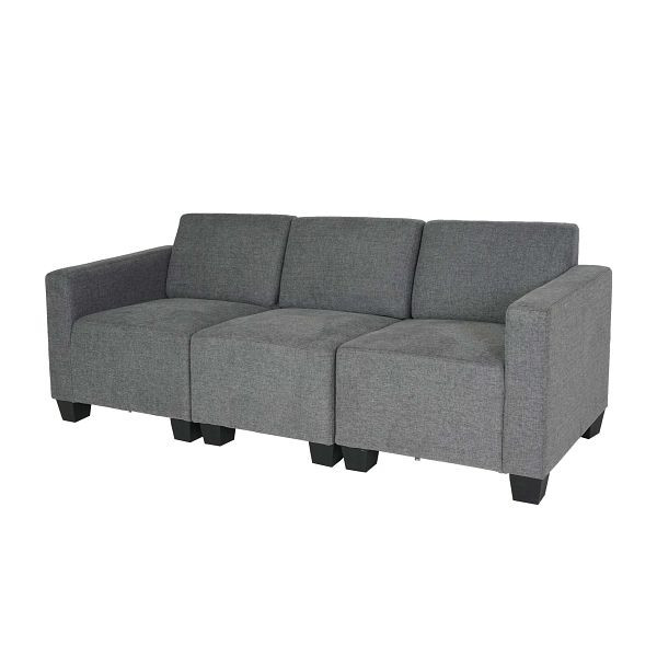 Mendler Modular 3-Sitzer Sofa Couch Lyon, Stoff/Textil, grau, 75186+75187+75188