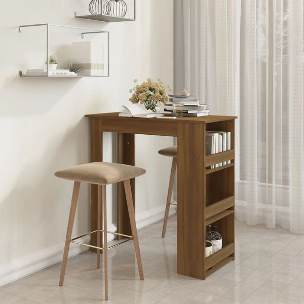 vidaXL Bartisch mit Regal Braun Eiche 102x50x103,5 cm Holzwerkstoff, 812968