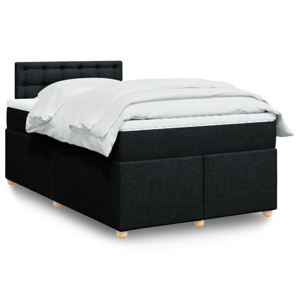 vidaXL Boxspringbett mit Matratze Schwarz 120x190 cm Stoff, 3286635