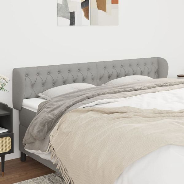 vidaXL Kopfteil mit Ohren Hellgrau 203x23x78/88 cm Stoff, 3117502