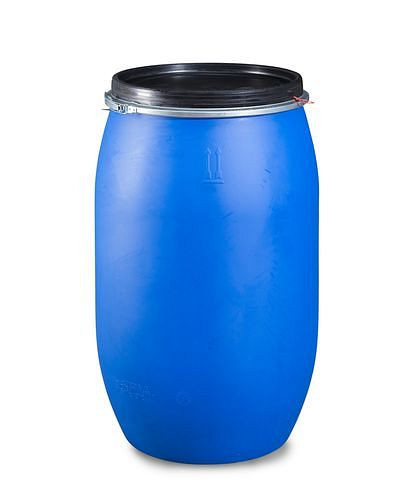 DENIOS Kunststoff-Deckelfass, 220 Liter, Werkstoff: HDPE, 266138