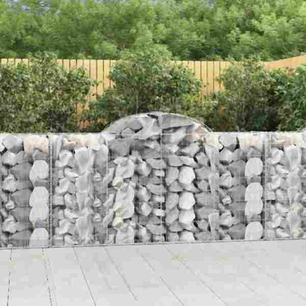 vidaXL Gabionen mit Hochbogen 5 Stück 200x50x100/120cm Verzinktes Eisen, 3146323