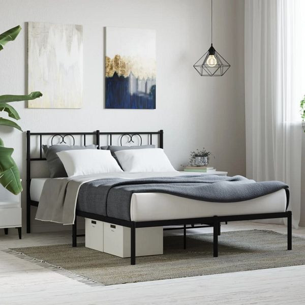vidaXL Bettgestell mit Kopfteil Metall Schwarz 120x200 cm, 355461