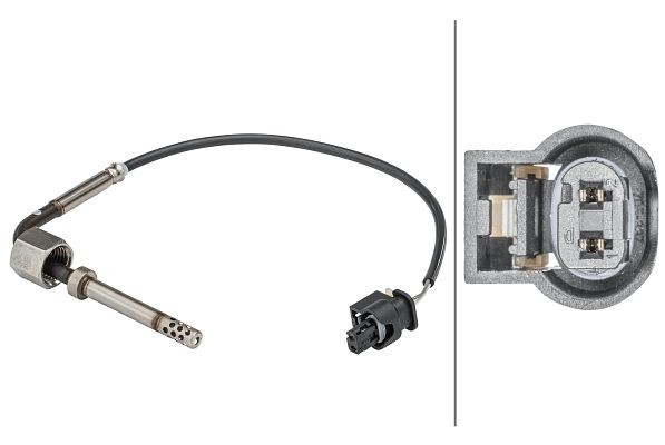 HELLA Sensor, Abgastemperatur, 2-polig, geschraubt, Kabel: 220mm, 6PT 358 181-471