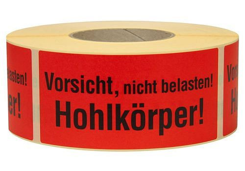 DENIOS Warn- und Hinweisetiketten, Vorsicht Hohlkörper, 145 x 70 mm, aus Papier, 299623