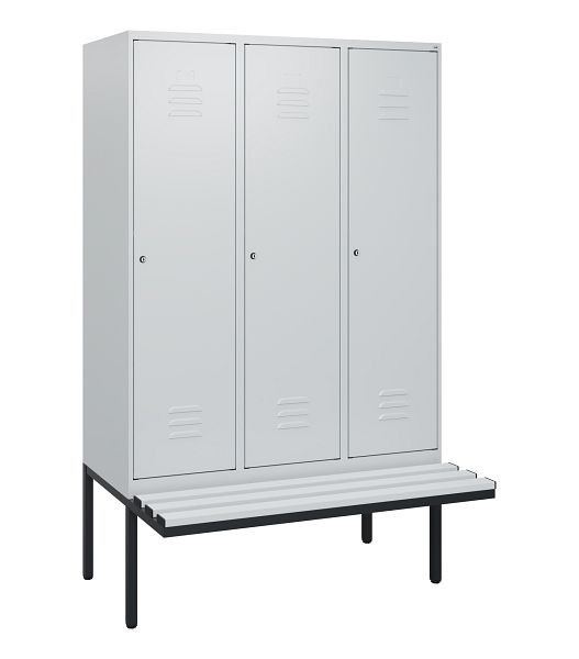 C+P Umkleidespind Classic PLUS, 3 Abteile, 1950x1200x815mm, 7035/7035, Zylinderschlösser, 0800405-32 S10054