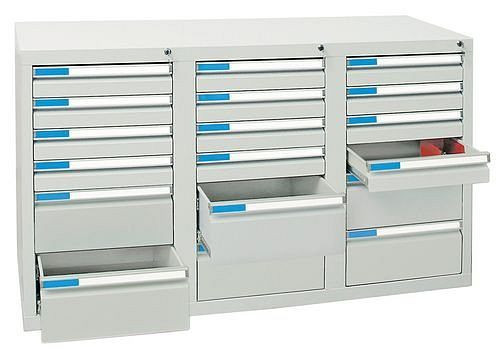 stumpf Schubladenschrank Esta mit 18 Schubladen, grau, B 1000 mm, H 900 mm, 251956
