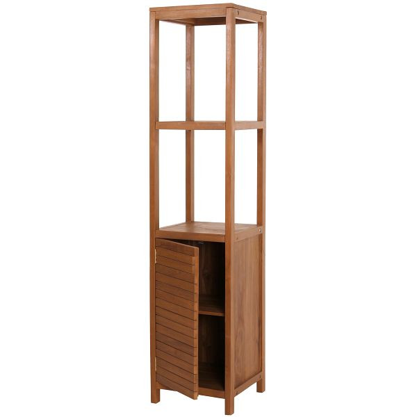 Mendler Teak-Regal HWC-M84, Badschrank Badregal Badezimmer, hochwertiges B-Grade-Teak (Kernholz, 20-30 Jahre), 180x40cm, 106748