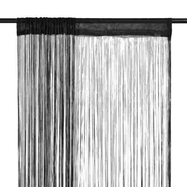 vidaXL Fadenvorhänge 2 Stück 100 x 250 cm Schwarz, 132400