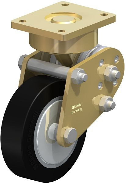 Blickle LPFE-ALEV 125K-FA Schwerlast-Lenkrolle mit Polyurethan-Drehfedern, Elastik-Vollgummi, Schwarz, 589150