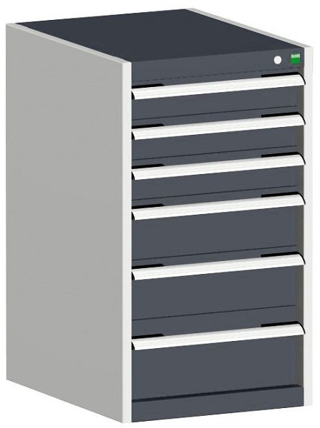 bott cubio Schubladenschrank bestückt mit 6 Schubladen BxTxH: 525 x 525 x 900 mm, RAL 7035/7016, 40010039.19V