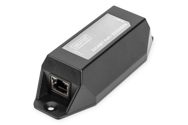 DIGITUS Gigabit Ethernet PoE+ Repeater, 802.3at 1-port, Power Pins: 3/6(+), 1/2(-), 22W, DN-95123