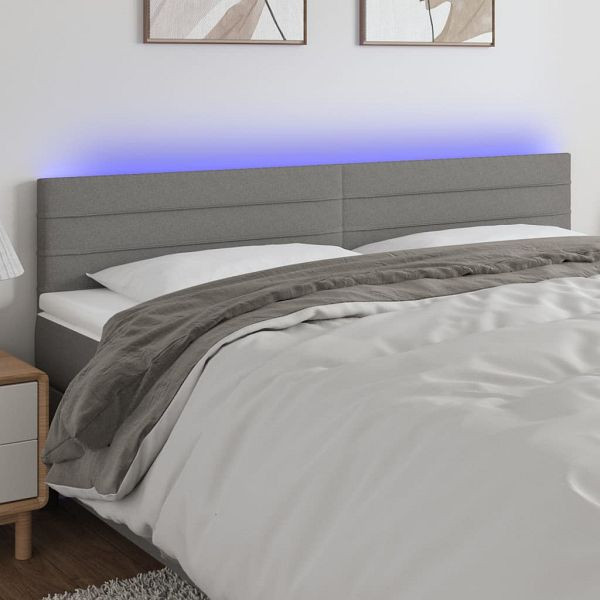 vidaXL LED Kopfteil Dunkelgrau 200x5x78/88 cm Stoff, 3121775