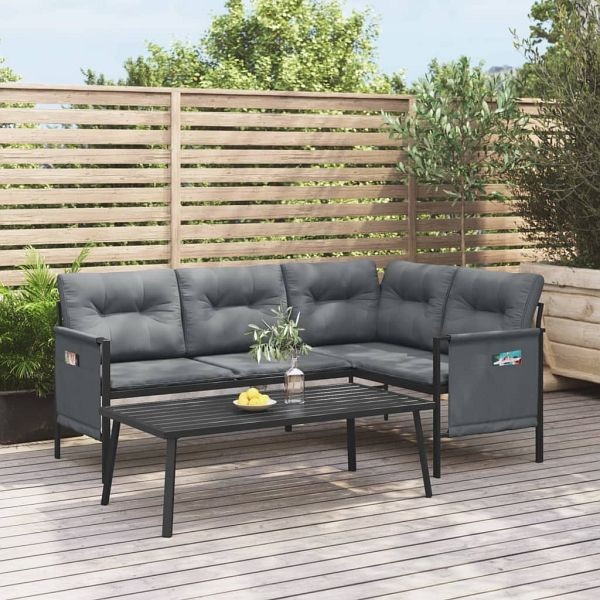 vidaXL 2-teilig Garten-Lounge-Set Anthrazit Stahl, 362810