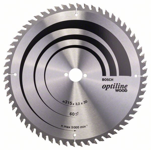 Bosch Kreissägeblatt Optiline Wood für Tischkreissägen, 315 x 30 x 3,2 mm, 60, 2608640651