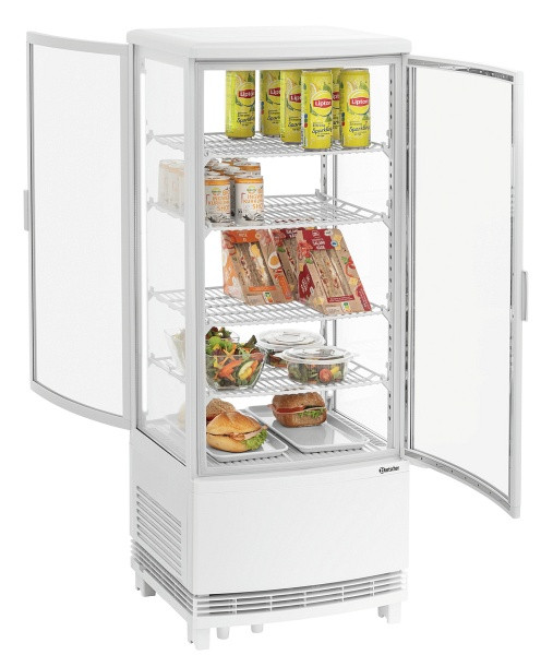 Bartscher Mini-Kühlvitrine 98L2T weiß, 98 Liter Inhalt, 700498