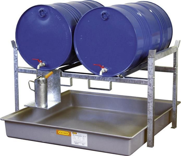 Cemo Fassregal Typ 800 mit GFK Auffangwanne 220 l, mit Fassauflagen für 2x 200 l Fässer, 7670, 4052886119631