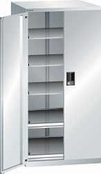 LISTA Schubladenschrank 36x36E (BxTxH) 717x753x1450mm KEY Lock, Lichtgrau, 2 Auszugböden, 3 Verstellböden, Tragkraft Auszugböden: 75 kg, 78.224.020