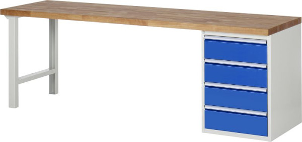RAU Werkbank Serie 7000 - Baukasten-Bauweise, Unterbau-Container (4x Schublade), 2500x840x700 mm, 03-7509A1-257B4S.11
