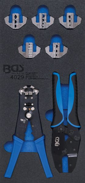 BGS Werkstattwageneinlage 1/3: Crimp- und Abisolierzangen, 7-teilig, 4029